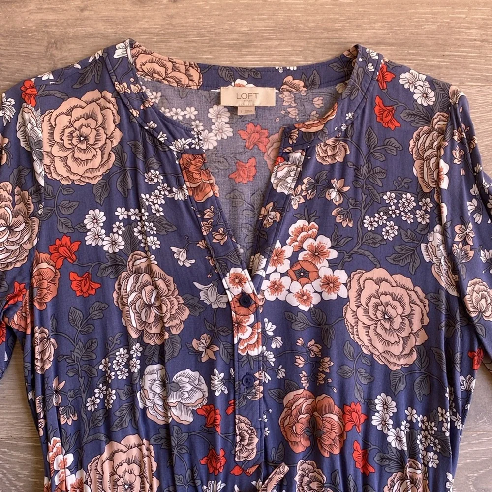 Loft Dress Blue Floral Pattern S - Picture 5 of 13
